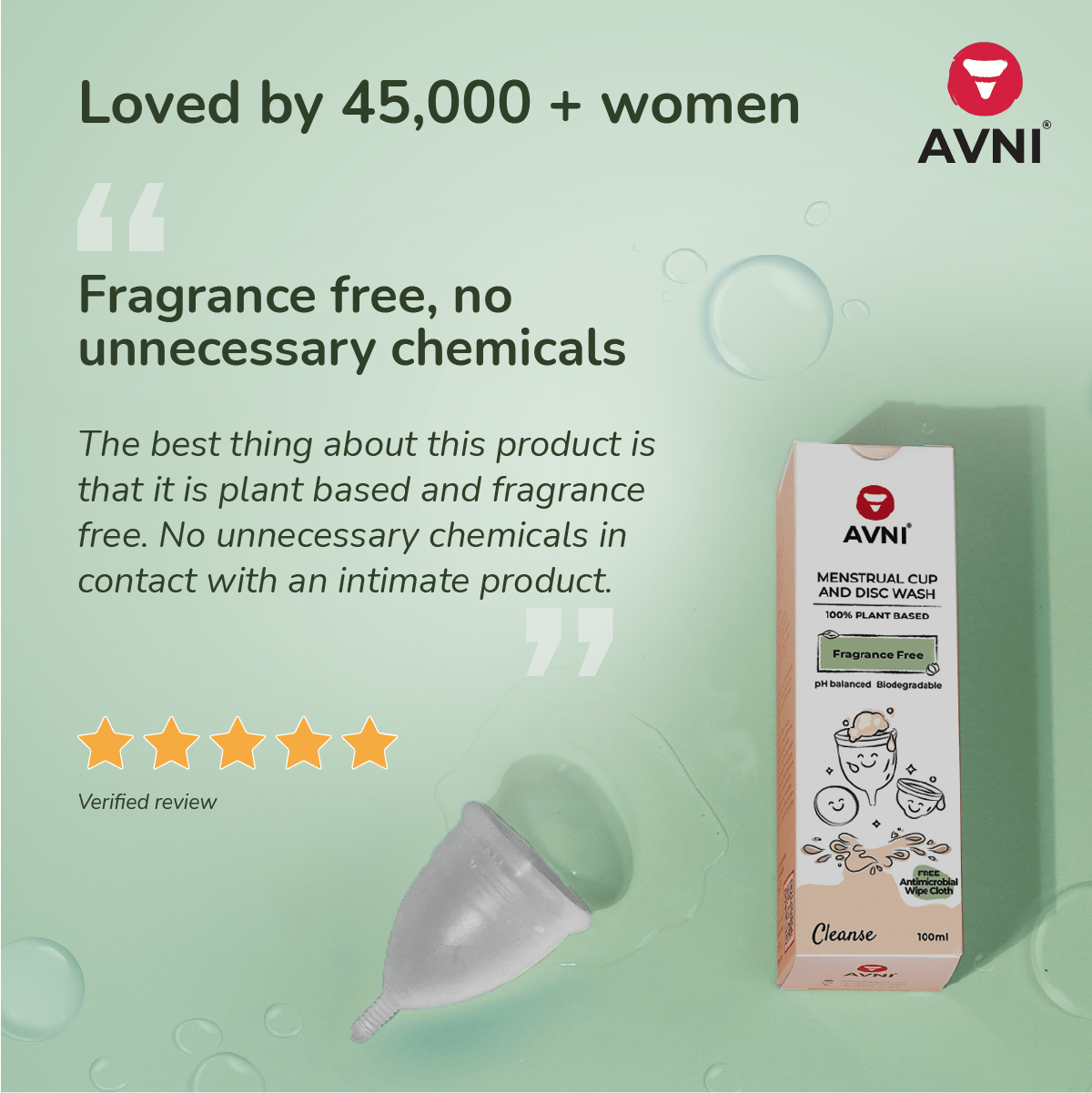 Avni Menstrual Cup + Cup Wash Combo (1 cup + 100 ml wash)